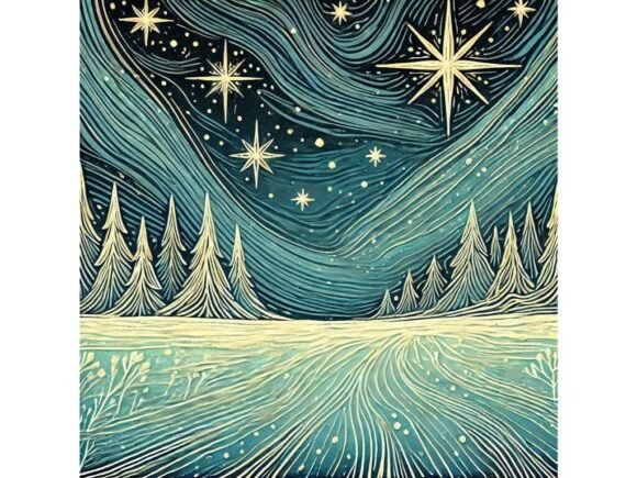 Download An Encaustic Piece of a Wintry Night Sky - Wintry Collection